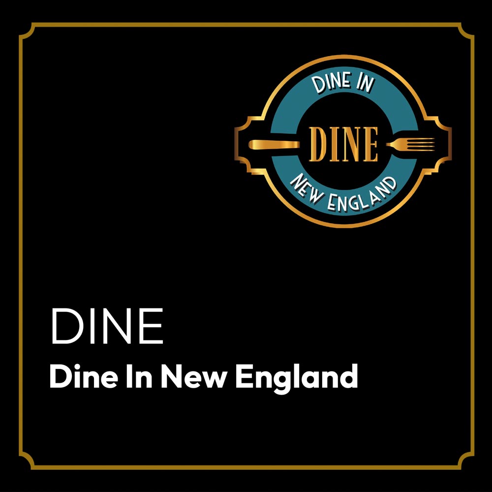 Black square image with the DINE logo in the upper right corner
