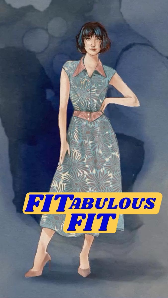 Illustration of Tricia wearing a custom dress for the FITabulous Fit Weekend Retreat